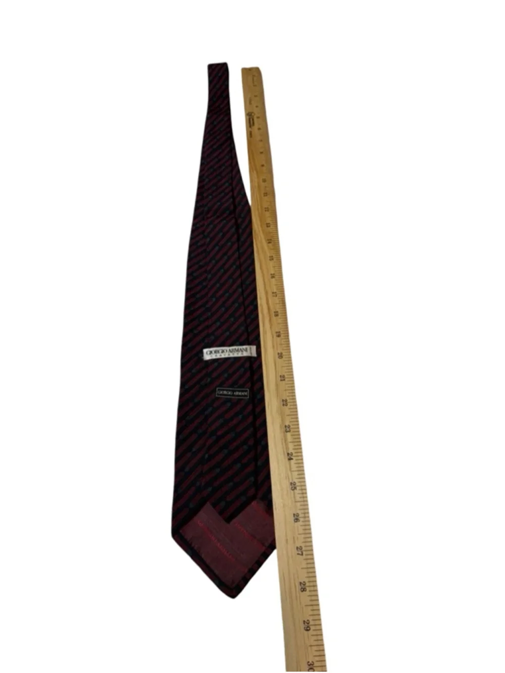 Giorgio Armani Silk Tie Red Black Geometric Stripe Luxury Italy